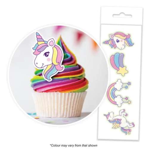Edible Wafer Paper Cupcake Decorations - Unicorns - Click Image to Close